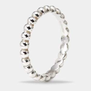 Van Cleef & Arpels Perlée 18k White Gold Medium Model Ring Size 55