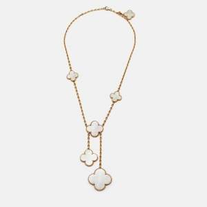 Pre Owned Van Cleef & Arpels Magic Alhambra Mother of Pearl 18k Yellow Gold Necklace