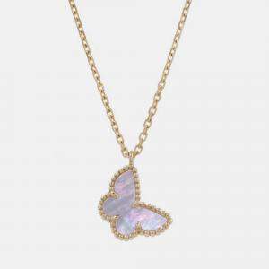 Pre Owned Van Cleef & Arpels Sweet Alhambra Butterfly 18K Yellow Gold, Mother of Pearl Necklace