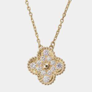 Pre Owned Van Cleef & Arpels Vintage Alhambra 18K Yellow Gold Diamond Necklace