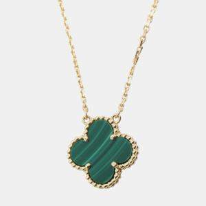 مملوكة مسبقًا Van Cleef & Arpels Vintage Alhambra Malachite 18K Yellow Gold Pendant Necklace