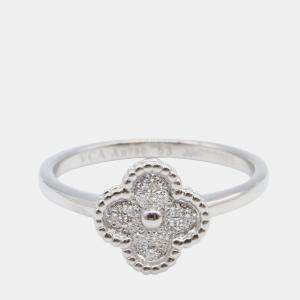 مملوكة مسبقًا Van Cleef & Arpels Sweet Alhambra Diamond 18K White Gold Ring EU 53