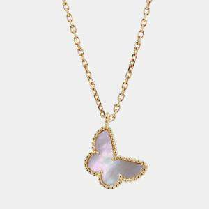 Pre Owned قلادة فان كليف آند ا�ربلز ذهب أصفر عيار 18 دلاية سويت بابيلون