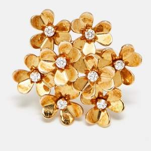 مملوكة مسبقًا Van Cleef & Arpels Frivole 8 Flowers Diamonds 18k Yellow Gold Ring Size 54