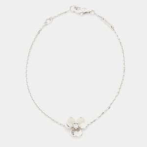 Pre Owned Van Cleef & Arpels Frivole Diamond 18k White Gold Mini Model Bracelet