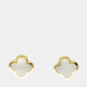 Pre Owned Van Cleef & Arpels Pure Alhambra 18K Yellow Gold and Mother of Pearl Earrings