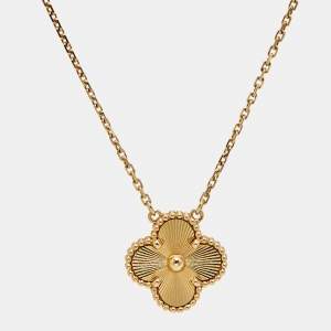 Pre Owned Van Cleef & Arpels Vintage Alhambra Gulloiche 18k Yellow Gold Necklace