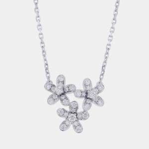 Pre Owned Van Cleef & Arpels Socrates Flower 18K White Gold and Diamond Pendant Necklace