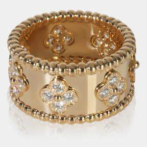 Pre Owned Van Cleef & Arpels Perlée 18K Yellow Gold Diamond Ring EU 51