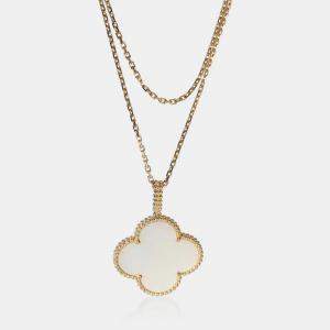 Pre Owned Van Cleef & Arpels Magic Alhambra 18K Yellow Gold Mother Of Pearl Necklace