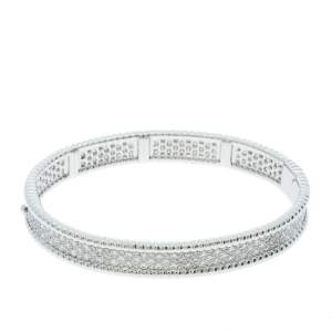 Pre Owned Van Cleef & Arpels Perlée Diamond 3 Row 18K White Gold Bracelet M