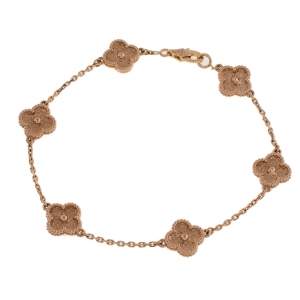 Pre Owned Van Cleef & Arpels Sweet Alhambra 6 Motif 18K Rose Gold Bracelet