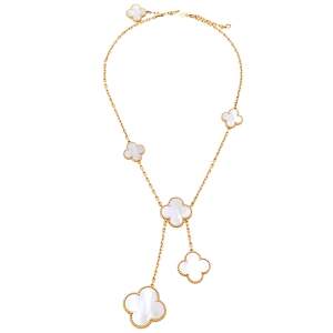 Van Cleef & Arpels Magic Alhambra Mother of Pearl 18K Yellow Gold 6 Motifs Necklace