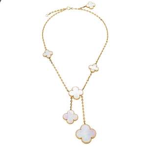 Van Cleef & Arpels Magic Alhambra Mother of Pearl 18K Yellow Gold 6 Motifs Necklace