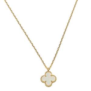 Pre Owned Van Cleef & Arpels Sweet Alhambra Mother of Pearl 18K Yellow Gold Necklace