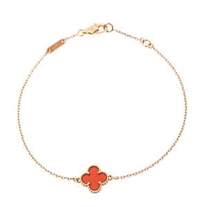 مملوكة مسبقًا Van Cleef and Arpels Sweet Alhambra Carnelian 18K Rose Gold Bracelet 