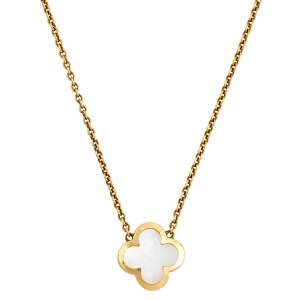 Van Cleef & Arpels Pure Alhambra Mother of Pearl 18K Yellow Gold Pendant Necklace