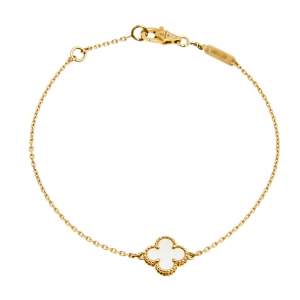 Pre Owned Van Cleef & Arpels Sweet Alhambra Mother of Pearl 18K Yellow Gold Bracelet
