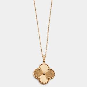 مملوكة مسبقًا Van Cleef & Arpels Magic Alhambra Guilloché 18k Yellow Gold Long Pendant Necklace