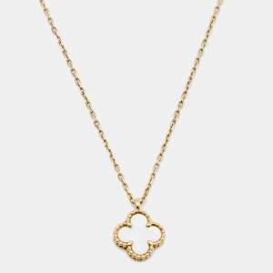 Pre Owned Van Cleef & Arpels Sweet Alhambra Mother of Pearl 18k Yellow Gold Necklace