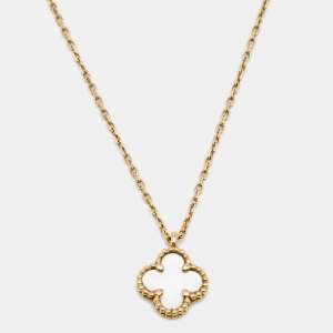 Pre Owned Van Cleef & Arpels Sweet Alhambra Mother of Pearl 18k Yellow Gold Necklace