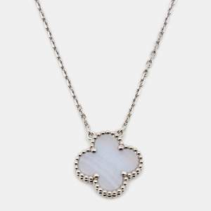 مملوكة مسبقًا قلادة فان كليف أند آربلز فينتدج ألامبرا كالسيدونى ذهب أبيض عيار 18 