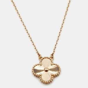Pre Owned Van Cleef & Arpels Vintage Alhambra 18k Yellow Gold Necklace