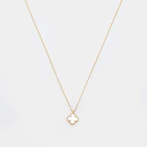 Pre Owned Van Cleef & Arpels Sweet Alhambra Mother of Pearl 18k Yellow Gold Pendant Necklace