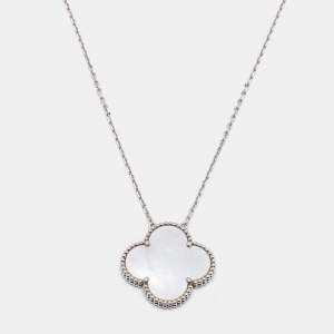 Pre Owned Van Cleef & Arpels Magic Alhambra Mother of Pearl 18K White Gold Pendant Necklace