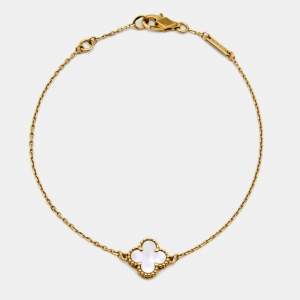 Pre Owned Van Cleef & Arpels Sweet Alhambra Mother of Pearl 18k Yellow Gold Bracelet