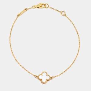 Pre Owned Van Cleef & Arpels Sweet Alhambra Mother of Pearl 18k Yellow Gold Bracelet