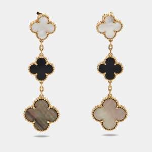 Van Cleef & Arpels Magic Alhambra Mother of Pearl 18k Yellow Gold Drop Earrings