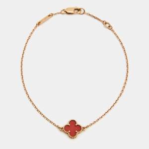 Van Cleef & Arpels Sweet Alhambra Carnelian 18k Rose Gold Bracelet