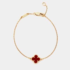 Van Cleef & Arpels Sweet Alhambra Carnelian 18k Rose Gold Bracelet