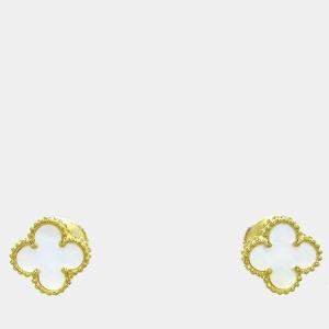 Van Cleef & Arpels Vintage Alhambra 18K Yellow Gold Mother of Pearl Earrings