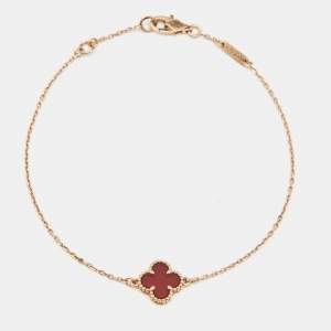Van Cleef & Arpels Sweet Alhambra Carnelian 18k Rose Gold Bracelet