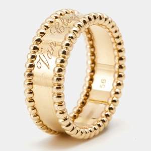 Van Cleef & Arpels Perlée Signature 18k Rose Gold Ring Size 56