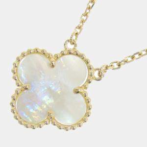 Pre Owned Van cleef & arpels 18k yellow gold vintage alhambra Mother of Pearl pendant necklace
