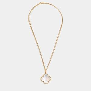 مملوكة مسبقًا Van Cleef & Arpels Magic Alhambra Mother of Pearl 18k Yellow Gold Pendant Necklace