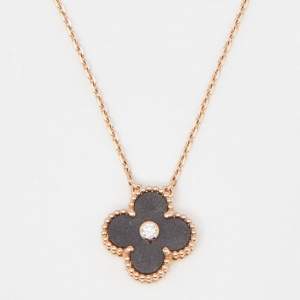 Van Cleef & Arpels Vintage Alhambra Obsidian DIamond 18k Rose Gold 2023 Holiday Necklace