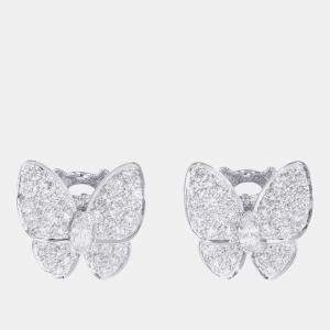 Van Cleef & Arpels 18K White Gold and Diamond Butterfly Stud Earrings