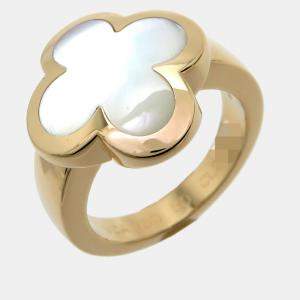 Van Cleef & Arpels 18K Yellow Gold and Mother of Pearl Pure Alhambra Ring EU 60