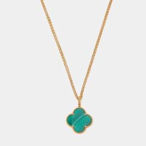 Van Cleef & Arpels Magic Alhambra Malachite 18k Yellow Gold Long Necklace 