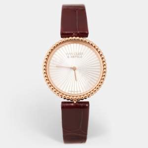 Van Cleef & Arpels Mother Of Pearl 18K Rose Gold Alligator Leather VCARPBMN00 Women's Wristwatch 30 mm
