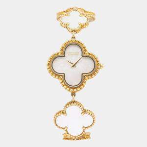 Van Cleef & Arpels White 18K Yellow Gold Alhambra VCARO40T00 Women's Wristwatch 26mm