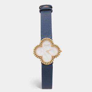 Van Cleef & Arpels Mother Of Pearl 18K Yellow Gold Satin Alhambra VCARD22000 Women's Wristwatch 29 mm