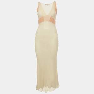 Pre Owned Vanessa Bruno Cream Silk Sleeveless Maxi Dress S