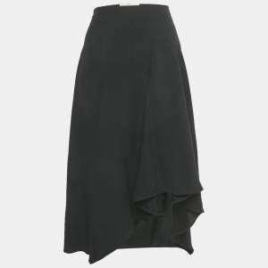 Pre Owned Vanessa Bruno Black Crepe Asymmetric Midi Skirt S 