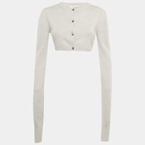 Pre Owned Vaquera Grey Sequin Detail Wool Crop Cardigan S