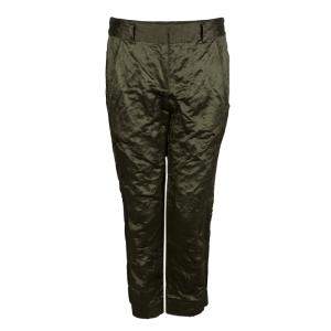 Vera Wang Olive Green Slipper Satin Tapered Trousers M